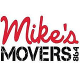 A red and black logo for mike 's movers 8 6 4